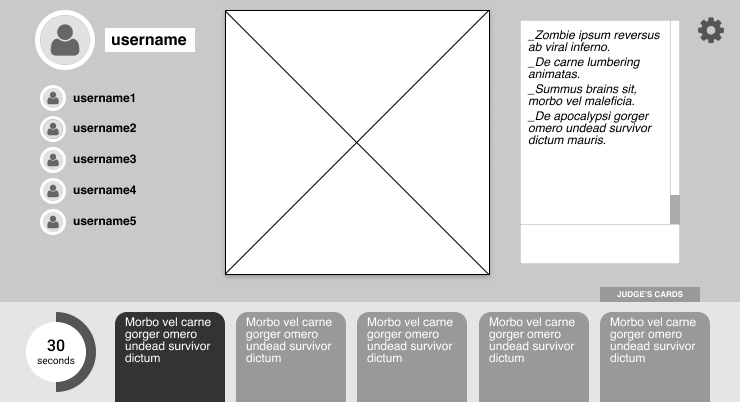 wireframe for selecting a caption card